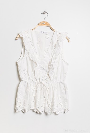 Großhändler Lilie Rose - Embroidered and perforated blouse