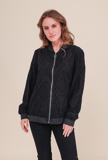 Großhändler Lilie Rose - Embroidered and perforated bomber