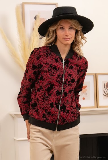 Wholesaler Lilie Rose - Printed bomber jacket with velvet flowers