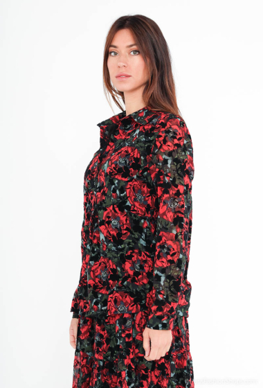 Grossiste Lilie Rose - Chemise à imprimé fleurs et velours