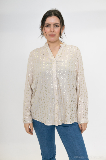 Grossiste Lilie Rose - chemise avec des motifs de paillettes dorée grande taille