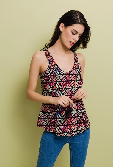 Printed top with necklace