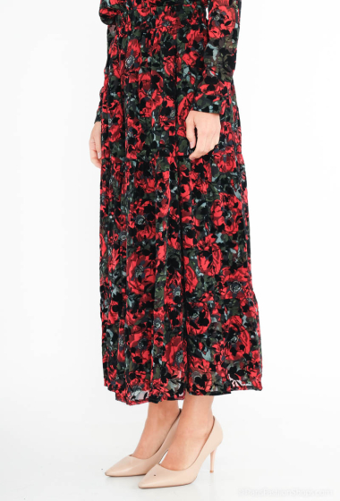Großhändler Lilie Rose - Skirt with flower print and velvet