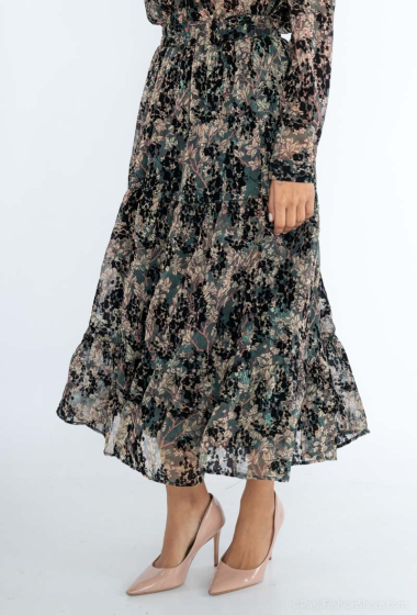 Grossiste Lilie Rose - jupe à imprimé fleurs et velours