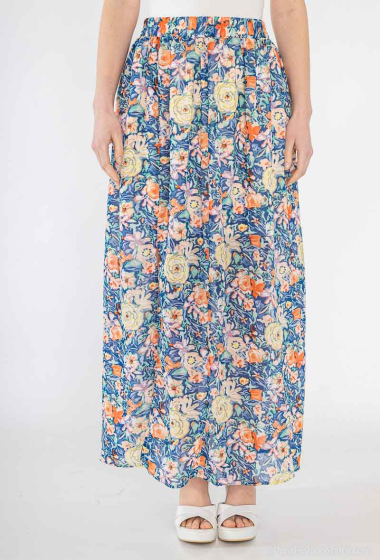 Grossiste Lilie Rose - jupe longue et évasée, ornée d'un motif floral