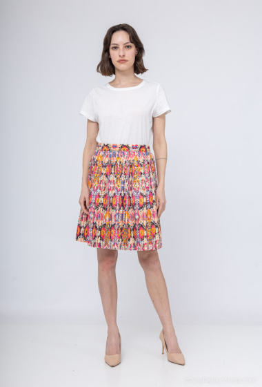 Grossiste Lilie Rose - jupe courte de style plissé avec un imprimé très détaillé et vivant