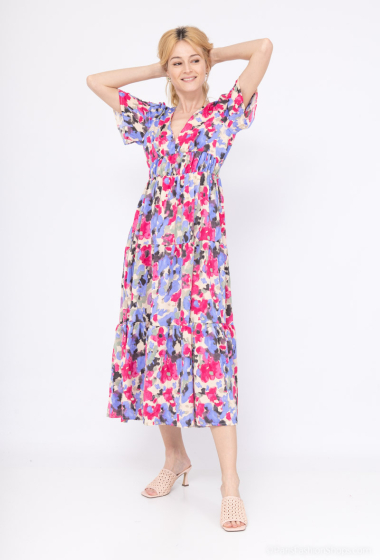 Grossiste Lilie Rose - maxi robe avec un imprimé floral multicolore