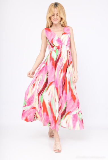 Grossiste Lilie Rose - maxi robe en coton sans manches présente un imprimé abstrait