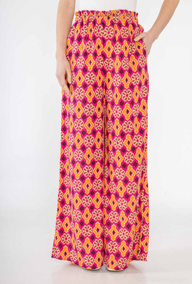Grossiste Lilie Rose - pantalon ample et fluide, doté d'un motif géométrique multicolore