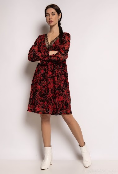 Wholesaler Lilie Rose - Dress with flower print and lace