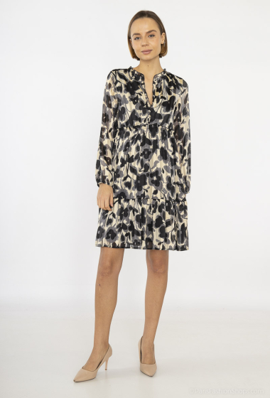 Wholesaler Lilie Rose - ruffled dress, short, with an abstract floral print