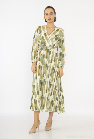 Großhändler Lilie Rose - Kleid mit einem abstrakten Muster, das an Farbflecken erinnert