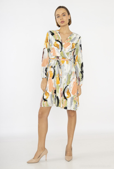 Mayorista Lilie Rose - vestido cruzado con estampado abstracto