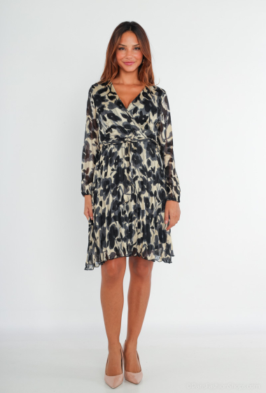 Wholesaler Lilie Rose - Wrap dress with pleated bottom