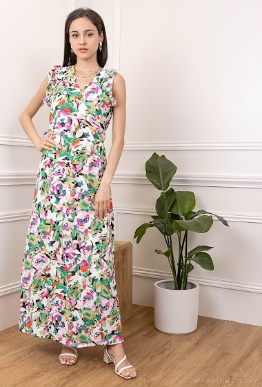 Wholesaler Lilie Rose - Flower printed wrap dress