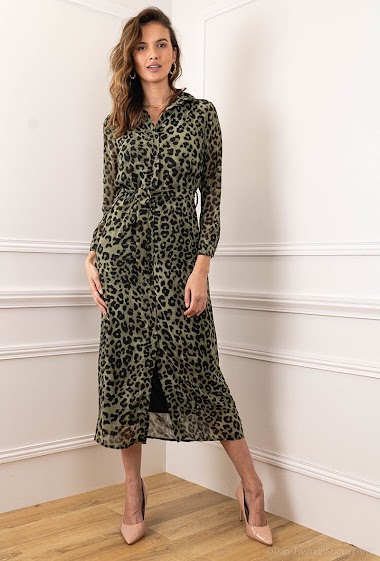 Wholesaler Lilie Rose - Long animal print shirt dress