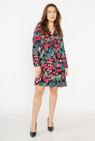 Wholesaler Lilie Rose - wrap dress with an exotic floral print without lining