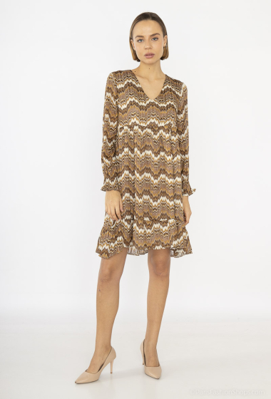 Wholesaler Lilie Rose - bohemian style ruffled dress with a zigzag print