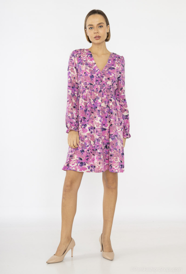 Grossiste Lilie Rose - robe courte avec un imprimé floral dynamique