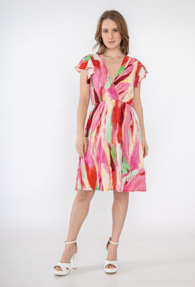 Grossiste Lilie Rose - robe en coton est une tenue estivale courte avec un motif abstrait