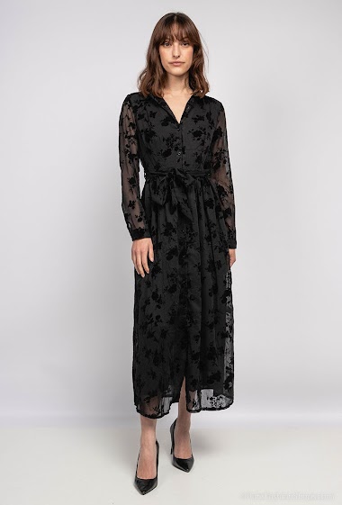 Wholesaler Lilie Rose - Long dress with velvet details