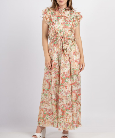 Grossiste Lilie Rose - robe longue à imprimé floral multicolore