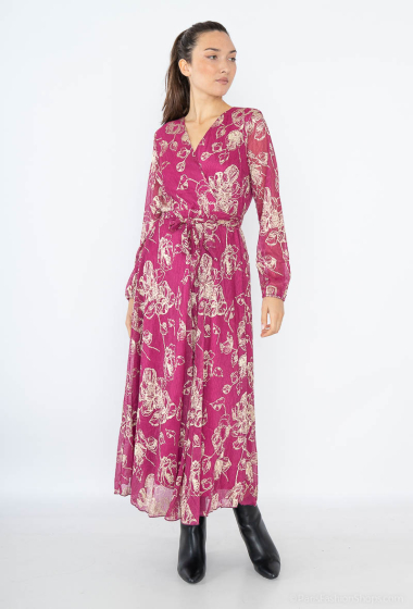 Großhändler Lilie Rose - Langes bedrucktes Kleid