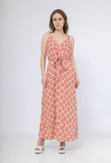 Grossiste Lilie Rose - robe longue avec des bretelles fines avec un motif géométrique