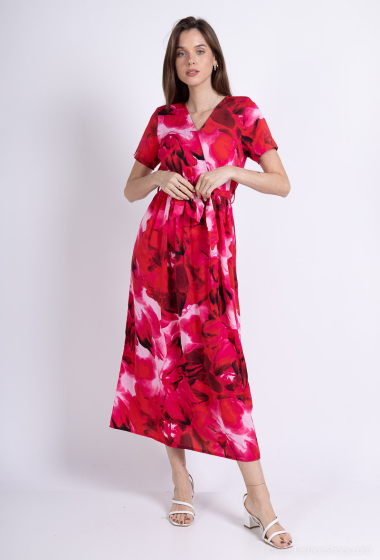 Grossiste Lilie Rose - robe longue avec un motif floral dynamique