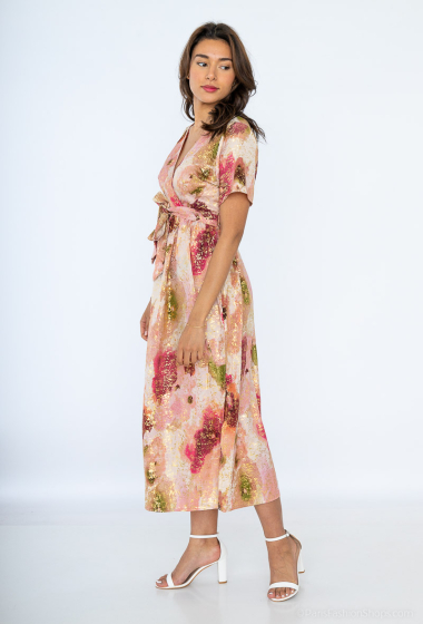 Grossiste Lilie Rose - Robe longue avec un motif floral et des touches de brillance