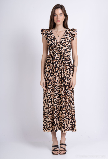 Grossiste Lilie Rose - robe longue avec un tissu à imprimé léopard