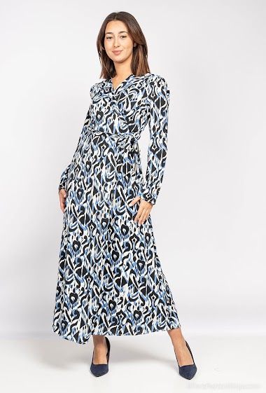 Wholesaler Lilie Rose - Long graphic print wrap dress