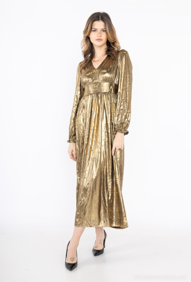 Wholesaler Lilie Rose - Long gold v-neck dress
