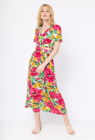 Grossiste Lilie Rose - robe longue en coton avec motif floral