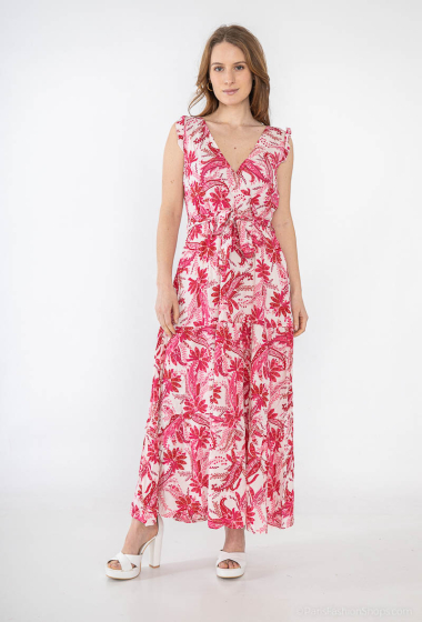 Grossiste Lilie Rose - robe longue en coton avec un imprimé tropical