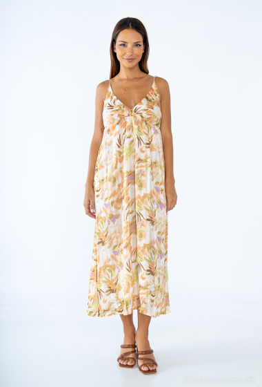 Grossiste Lilie Rose - robe longue estivale sans manches arbore un imprimé floral