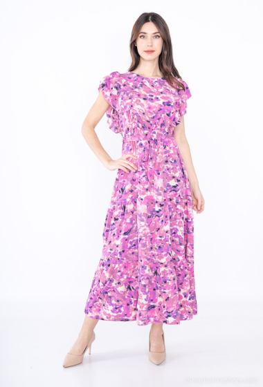 Wholesaler Lilie Rose - Long floral dress with pink and purple tones