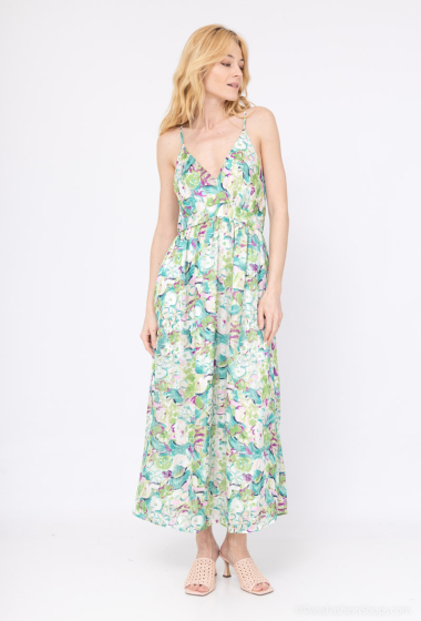 Grossiste Lilie Rose - robe longue sans manches est ornée d'un imprimé floral aquarelle