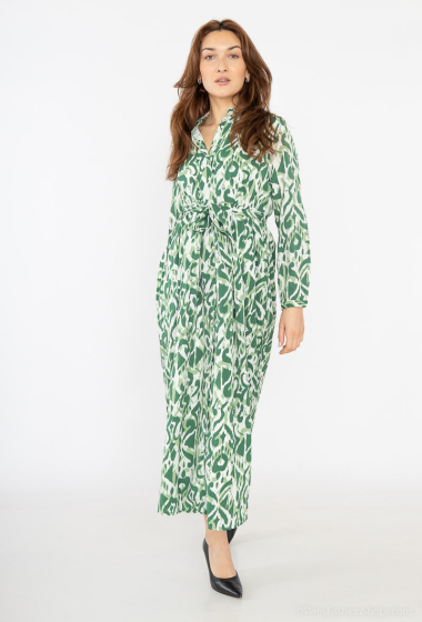 Großhändler Lilie Rose - Langes Blusenkleid mit abstraktem Muster