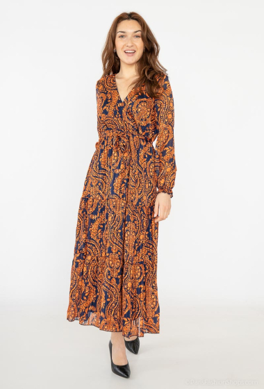 Wholesaler Lilie Rose - long wrap dress, features a paisley print