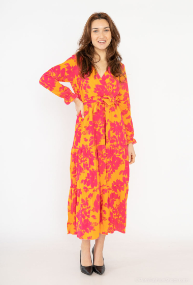 Wholesaler Lilie Rose - long dress features a bold floral pattern