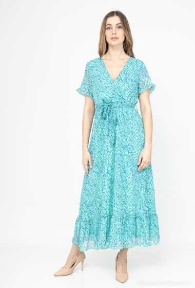 Wholesaler Lilie Rose - Blue leopard print maxi dress