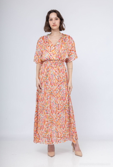 Grossiste Lilie Rose - robes longues avec un motif abstrait vibrant.