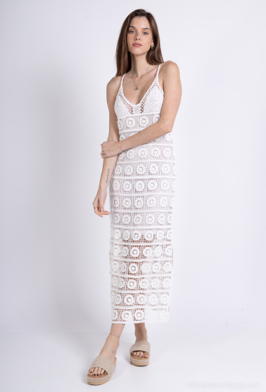 Wholesaler Lilie Rose - Long crochet dresses with geometric pattern