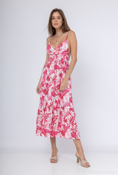 Grossiste Lilie Rose - robes longues en coton avec imprimé de motifs tropicaux