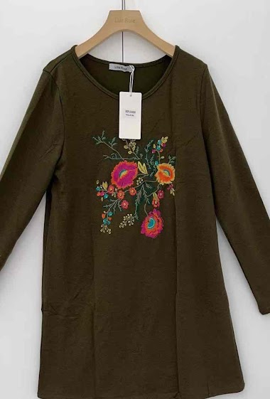 Wholesaler Lilie Rose - Embroidered long t-shirt