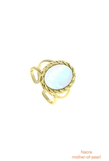 Wholesaler LILY CONTI - Adjustable Open Ring-Stainless Steel-mother-of-pearl