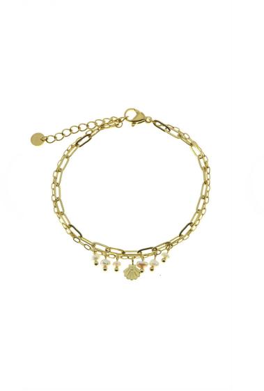 Grossiste LILY CONTI - Bracelet-double rangs-Acier inoxydable-perles