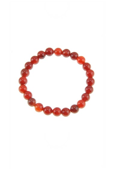 Grossiste LILY CONTI - Bracelet-élastique-agate rouge