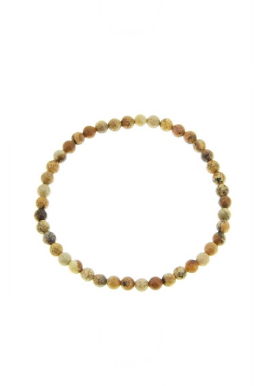 Grossiste LILY CONTI - Bracelet élastique-pierre de jaspe paysage-Largeur: 4 mm
